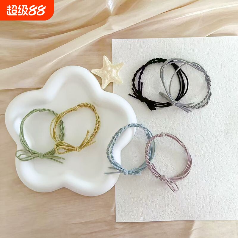 韩版头绳女手工编织辫子发圈甜美简约小皮筋高弹力百搭发绳扎头发