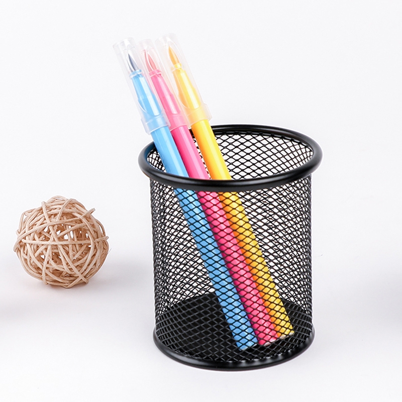 金属网格笔筒多功能儿童男孩女孩彩色大容量装圆形可爱韩国学生创意桌面简约网纹收纳笔桶超大文具办公批发
