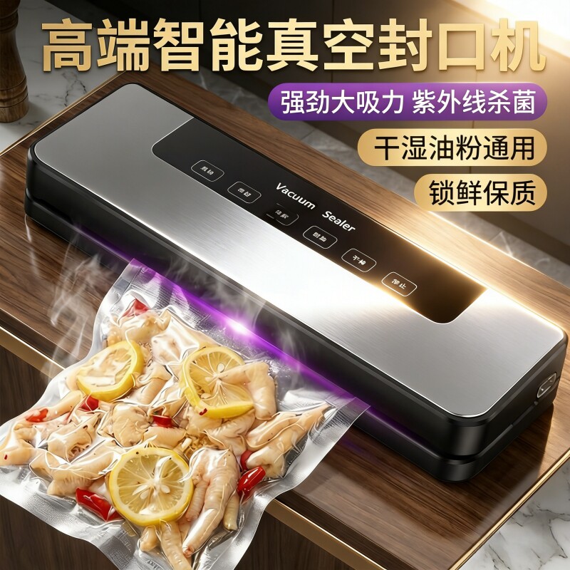 真空封口机小型家用全自动封口器食品保鲜包装机抽真空密封塑封机