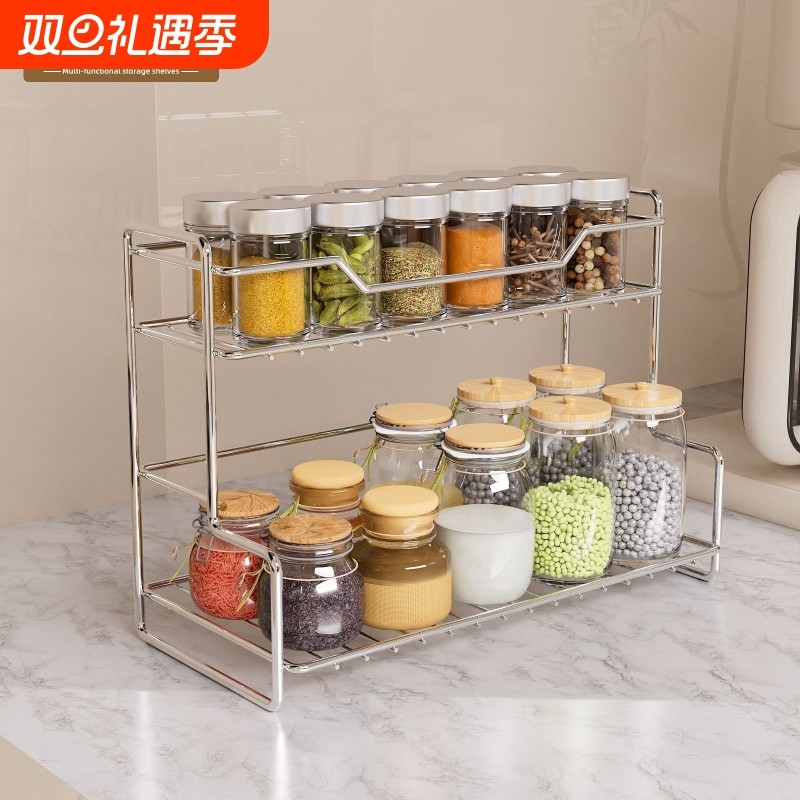 整洁厨房置物架免打孔卧室收纳架多功能卫生间浴室桌面储物架子