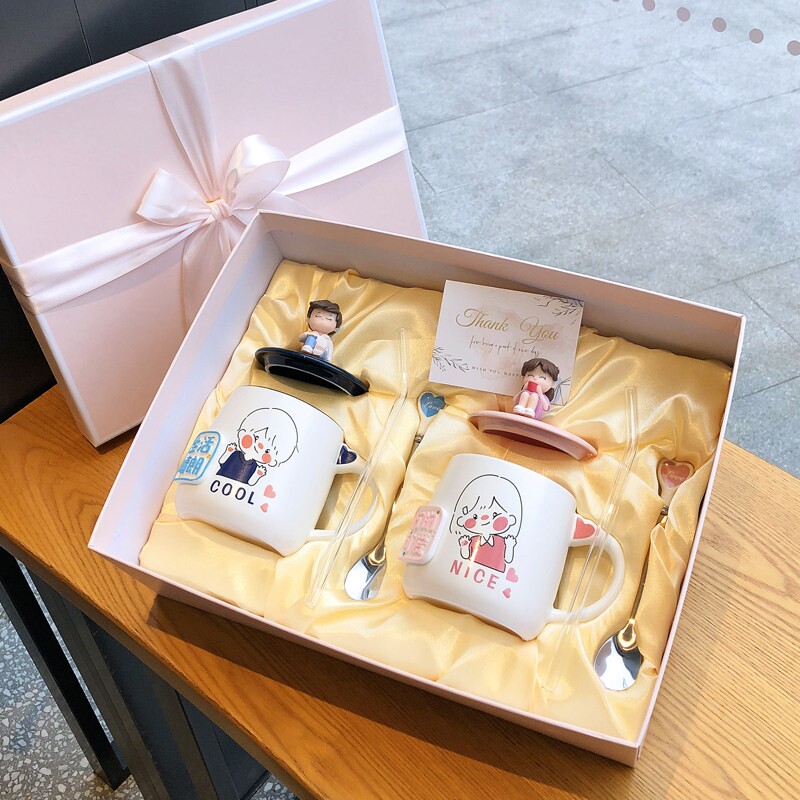 马克杯创意可爱情侣款水杯一对家用高颜值夏季高级感杯子结婚对杯