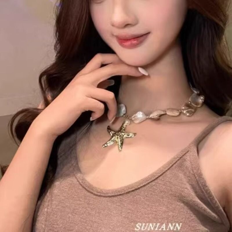 爆款海边度假风贝壳海星珍珠项链女款2026新款锁骨颈链轻奢高级感