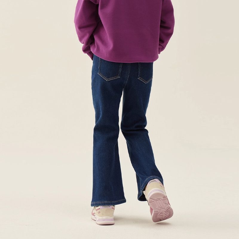 女童加绒微喇牛仔裤加厚保暖