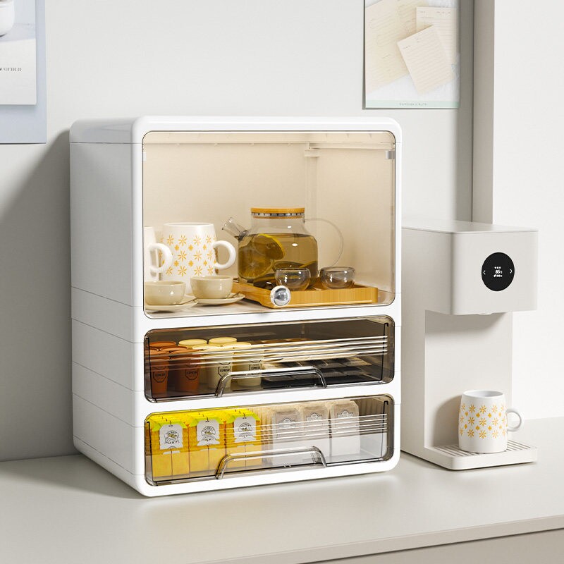 桌面杯子置物架餐边柜茶包茶具收纳盒马克杯水杯防尘储物柜整理架