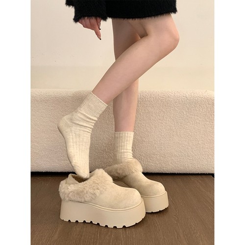 厚底增高加绒全包白色勃肯鞋女鞋子2025新款冬季雪地靴毛毛鞋棉鞋