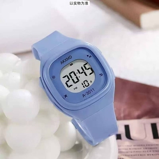 电子手表简约初高中生小学生男女方形运动夜光显示普通防水手链