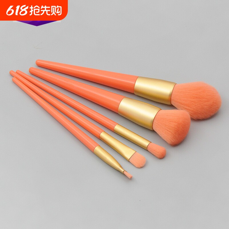 新款5支锥形塑胶柄化妆刷套装 散粉刷腮红刷眼部刷彩妆美妆工具厂