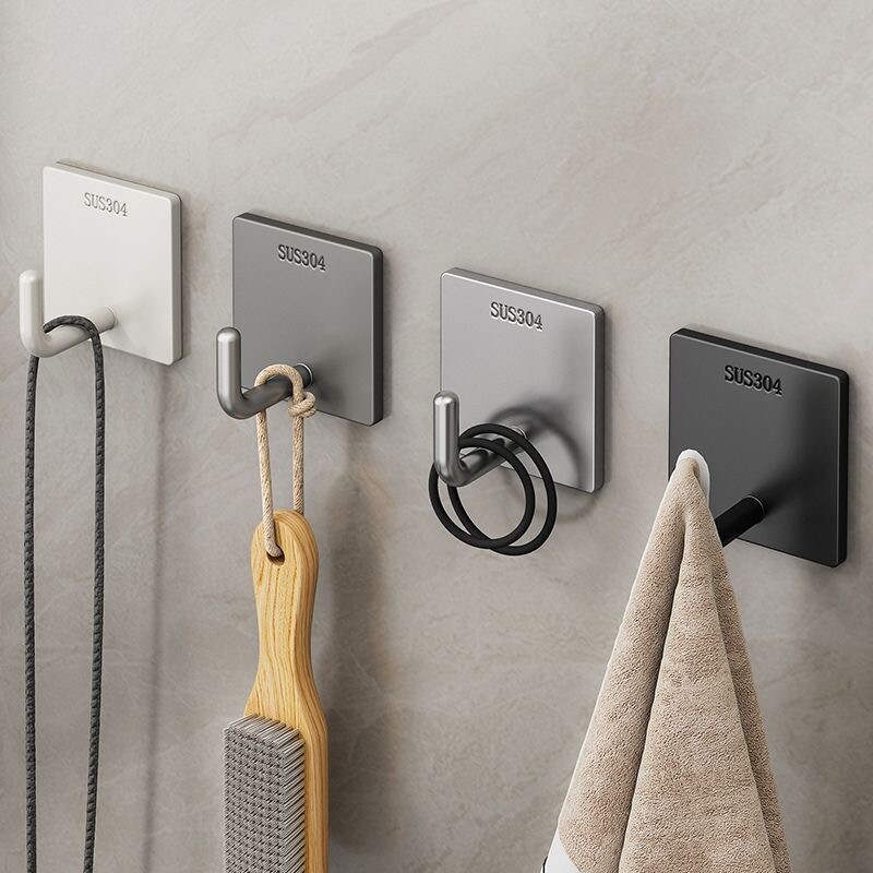 挂钩强力粘胶免打孔厨房浴室卫生间免钉胶无痕粘钩承重不锈钢钩子