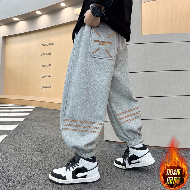 男童运动裤子秋冬款2024新款儿童装秋季加绒休闲裤大男孩秋装卫裤