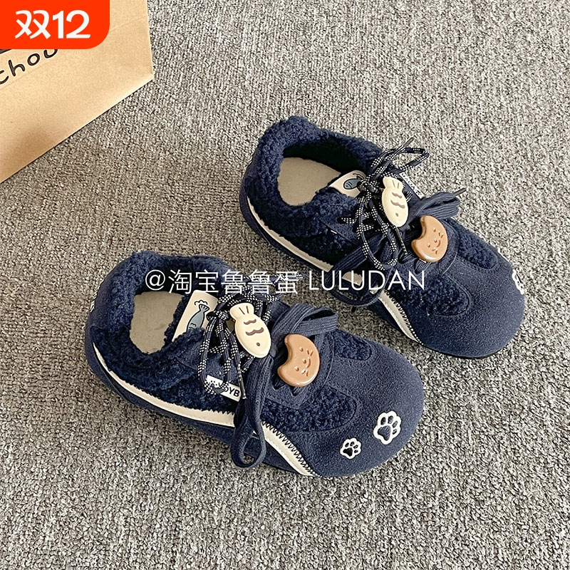 鲁鲁蛋 复古加绒勃肯鞋女款2025新款冬季厚底小白鞋保暖二棉鞋子