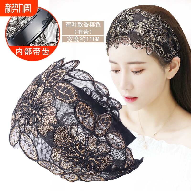 遮白发发箍韩国宽边蕾丝显脸小的发卡发饰民族风刺绣头箍发带头饰