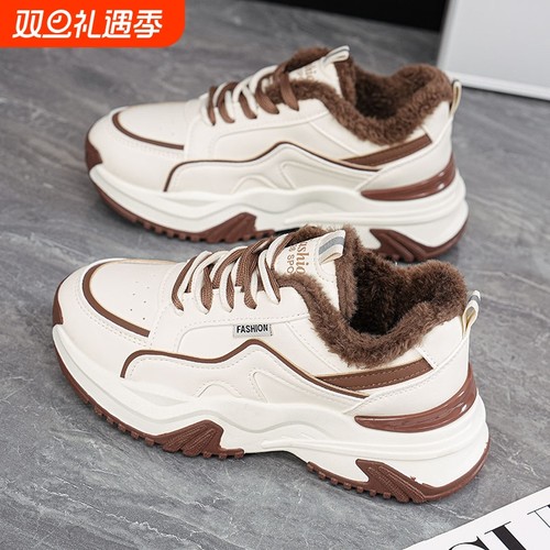 女鞋跑步百搭保暖鞋运动鞋女款2025冬季耐磨爆款增高ins潮时尚鞋