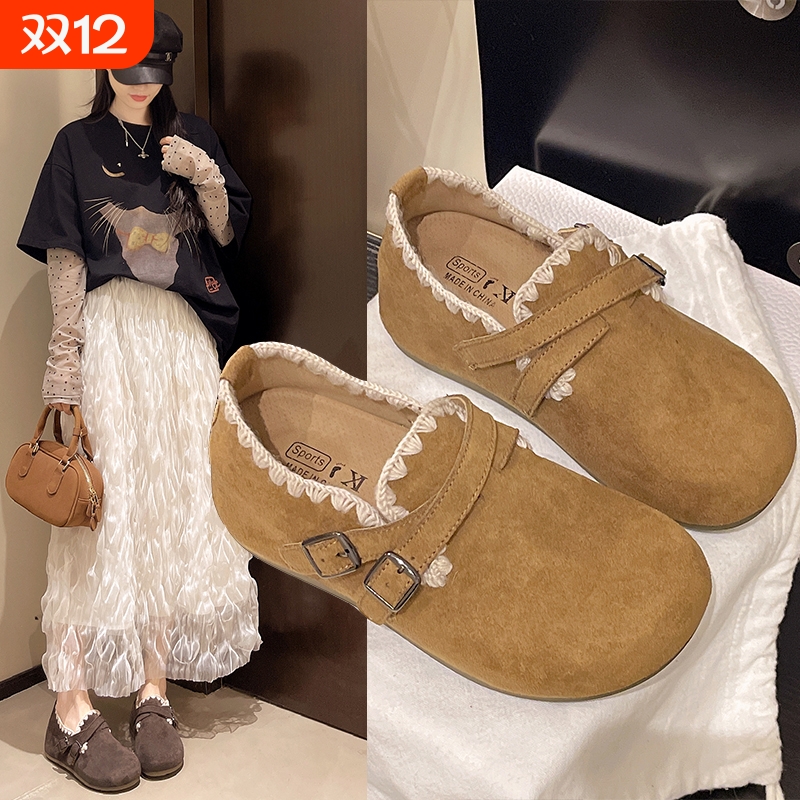 厚底内增高超火一脚蹬勃肯鞋女秋季外穿2025新款休闲全包勃肯单鞋