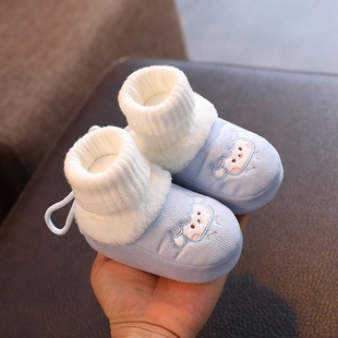 袜秋冬季 加厚加绒保暖0 12月软底男女宝宝鞋 10新生不掉 婴儿鞋