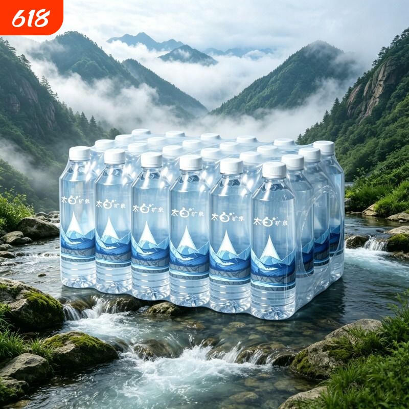 太白天然矿泉水500m*l24瓶PH8.0123米活泉饮用矿泉饮料纯净水山泉