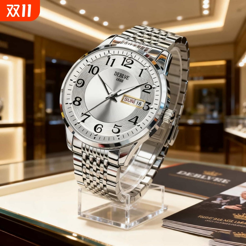 男款手表防水石英腕表高级感男士全自动非机械表正品名牌钢带商务