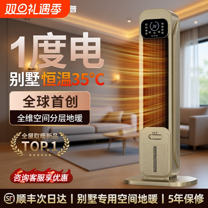 惠格普石墨烯取暖器家用暖风机冷暖两用空调扇取暖新款冷热办公室