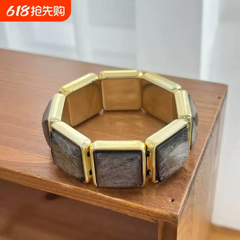 【海蓝碎光】个性几何方块拼接手镯设计感独特小众气质叠戴手饰女