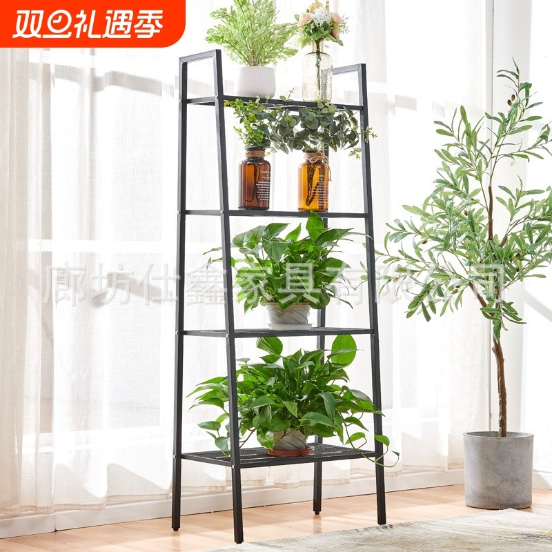 储物架厨房多层置物架落地铁艺书架置地式收纳架阳台客厅花架零食