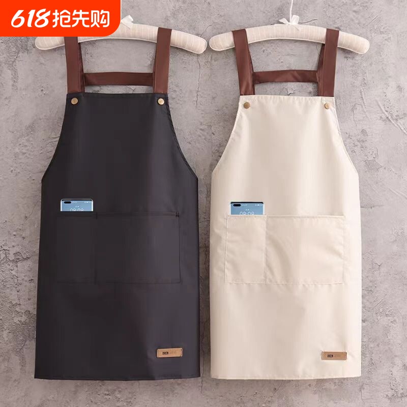 新款围裙厨房防水防油上班工作服简约餐饮女韩版做饭围腰薄男春秋