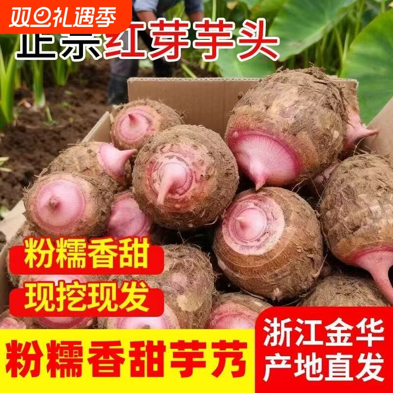 红嘴芋头浙江金华5斤批发红芽新鲜农家现挖小芋仔毛芋艿香芋粉糯