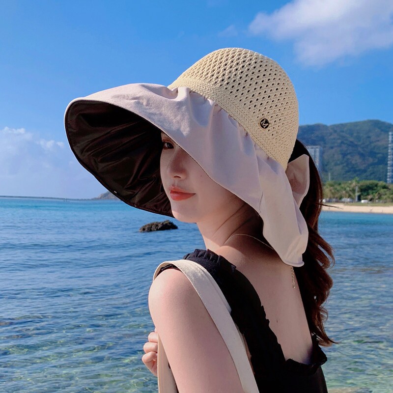 黑胶防晒帽太阳帽女防紫外线遮阳帽大帽檐渔夫帽夏季可空顶大檐