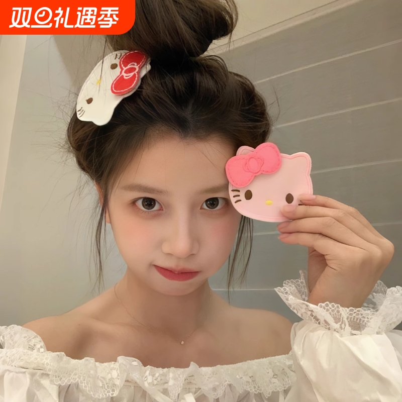 超可爱的KT脑袋!整理碎发魔术贴发卡化妆敷面膜无痕刘海贴粘发贴