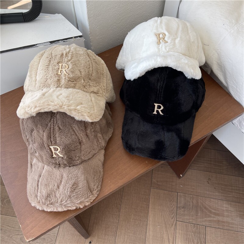 【新品】帽子女冬季毛绒保暖棒球帽韩版时尚ins字母刺绣百搭显脸