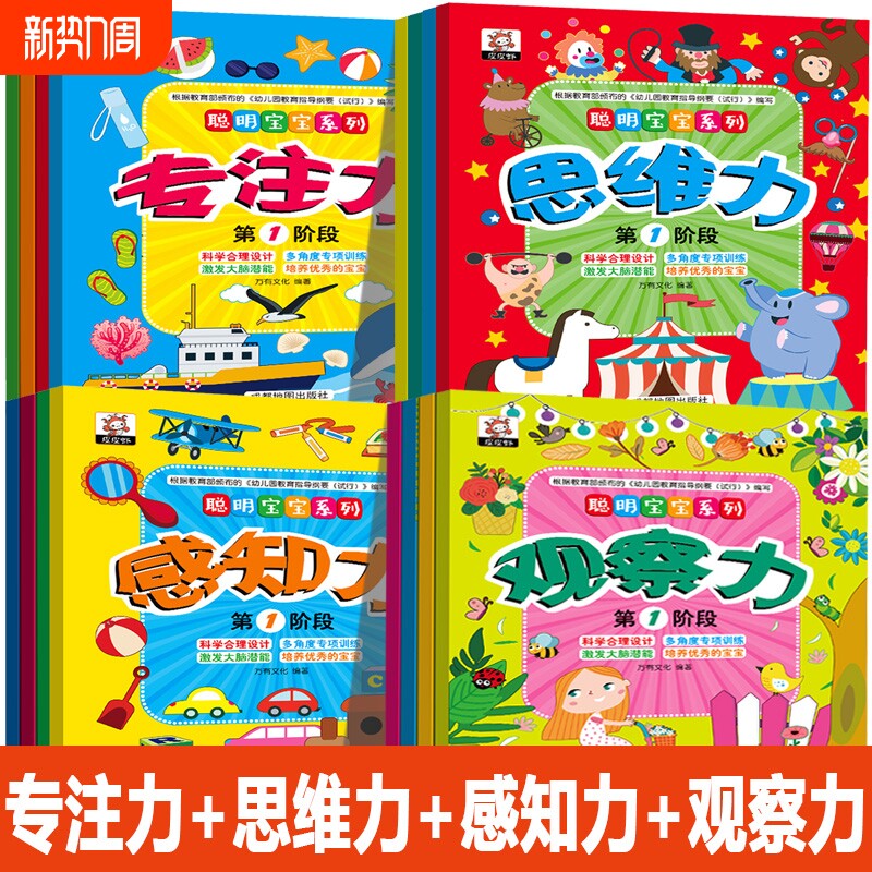 聪明宝宝系列感知力专注力观察力思维力幼儿3-4-5-6岁左右脑全
