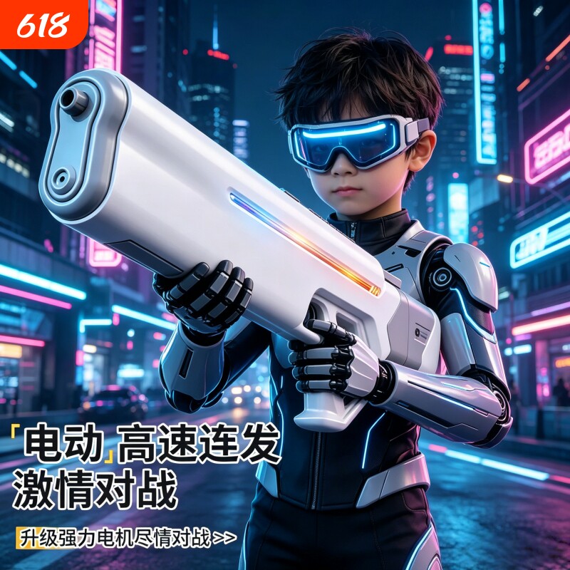 2026新款儿童脉冲电动喷呲水枪自动连发高压强力射程远打水仗装备
