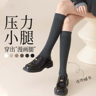 加厚保暖长筒袜女防滑地板袜配小皮鞋 显瘦微压小腿袜子女款 秋冬季