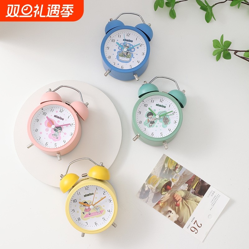 小型学生专用钟表摆件ins风高颜值桌面时钟儿童起床时间管理闹钟