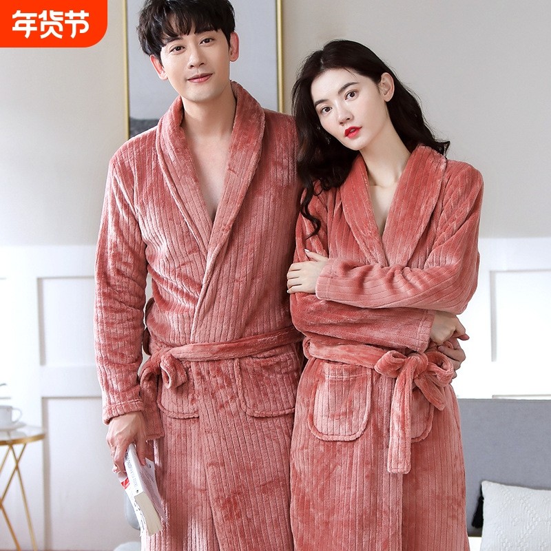 跨境爆款珊瑚绒情侣睡衣睡袍秋冬加厚保暖晨袍酒店浴袍宽松家居服,女士内衣/男士内衣/家居服,睡衣/家居服套装,淘宝优惠券,粉丝福利购,淘宝优惠卷