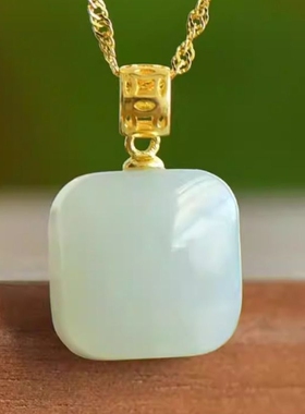 和田玉925银镶白玉项链吊坠送妈妈女友礼物国风精致玉石锁骨链坠