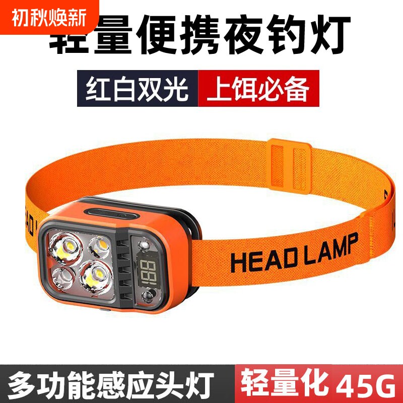 尧夭2025新款头灯强光充电超亮钓鱼专用头戴式超长续航夜钓登山