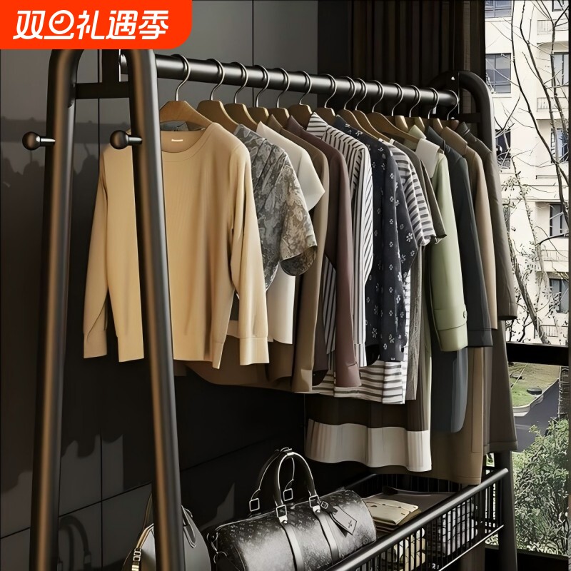 简易衣帽架落地室内房间挂衣架子可移动晾衣架家用卧室衣服收纳架