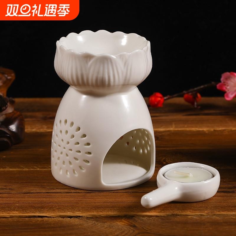 陶瓷香薰炉室内蜡烛香薰灯复古家用香熏炉卧室防干烧雀屏精油灯