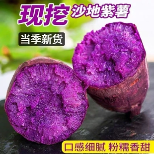 紫薯新鲜红薯农家蒸着吃微甜含花青素地瓜番薯蔬菜紫心沙地当季