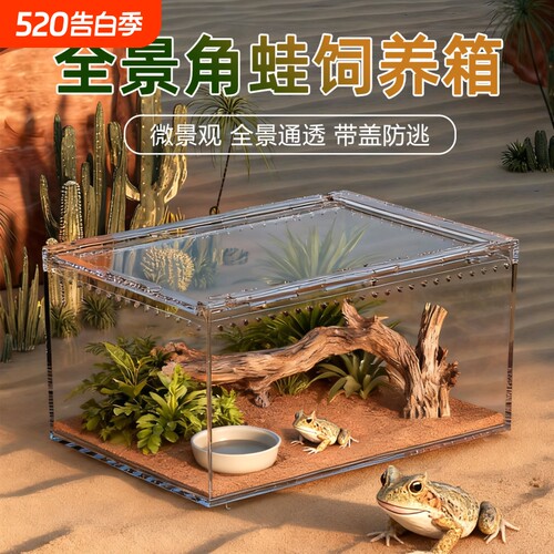 爬宠饲养缸透气透明乌龟角蛙寄居蟹宠物蛇爬宠箱客厅生态造景带盖