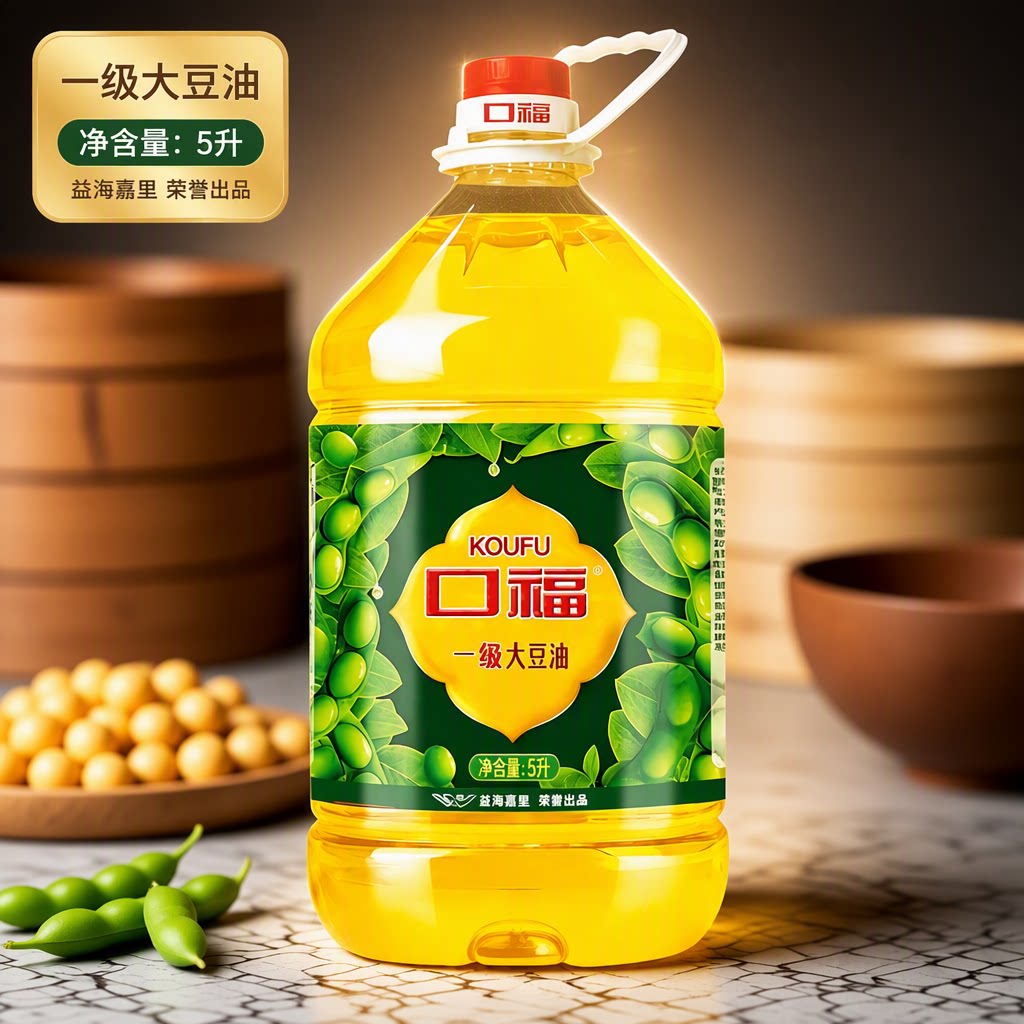 口福一级大豆油5L*1桶食用油烹饪煎炸炒菜家用商用好油转基因