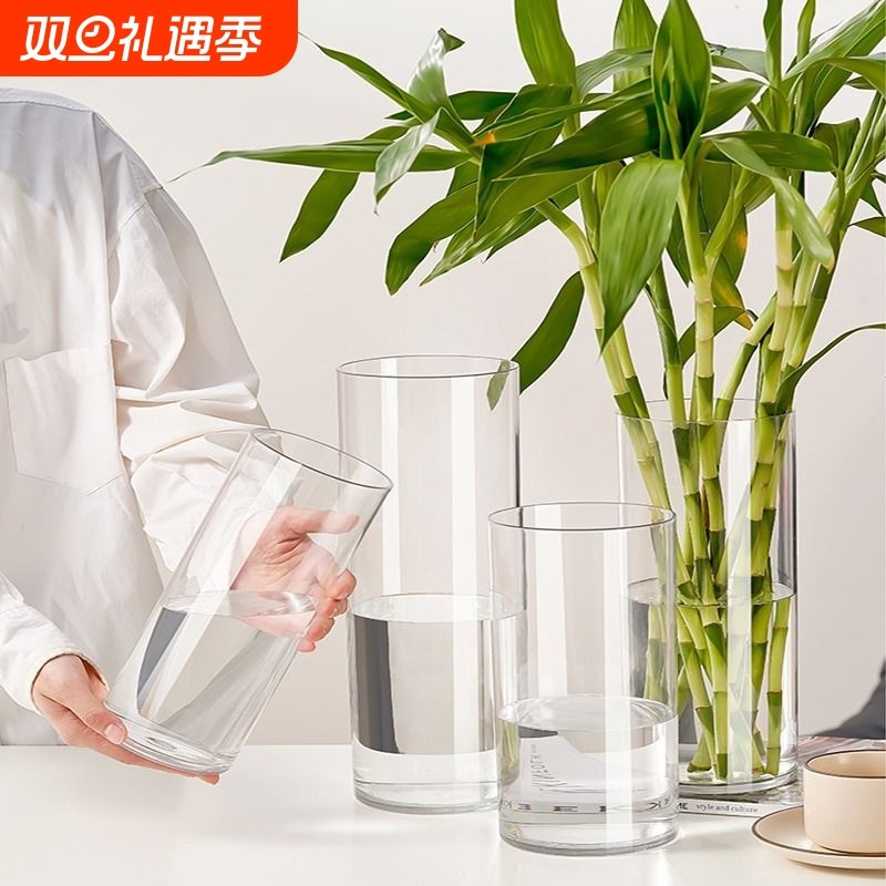 花瓶高级感透明亚克力水养插花客厅马醉木水培富贵竹直筒耐防摔
