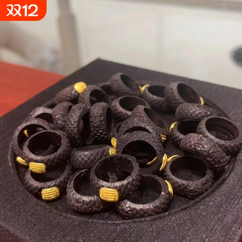 沉香木跑环镶嵌五条经贴片龙跑环DIY文玩配饰手串配件手工饰品