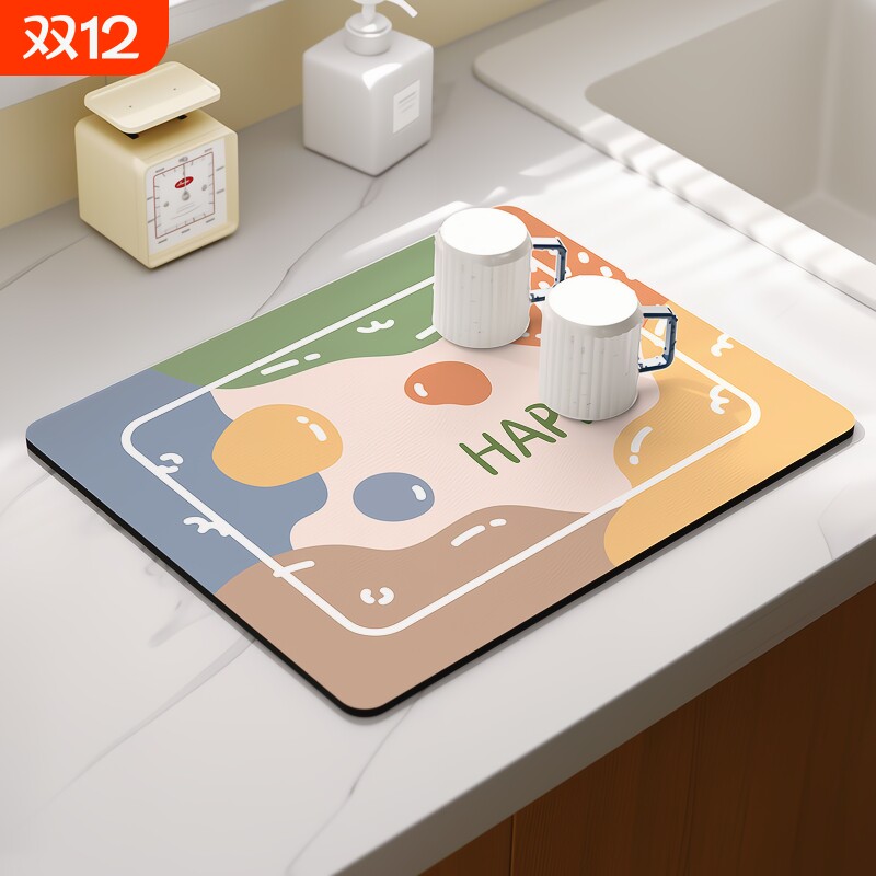 厨房台面吸水垫软硅藻泥沥水垫干燥垫杯垫吧台垫餐垫防滑卫生间 - 淘宝联盟商品