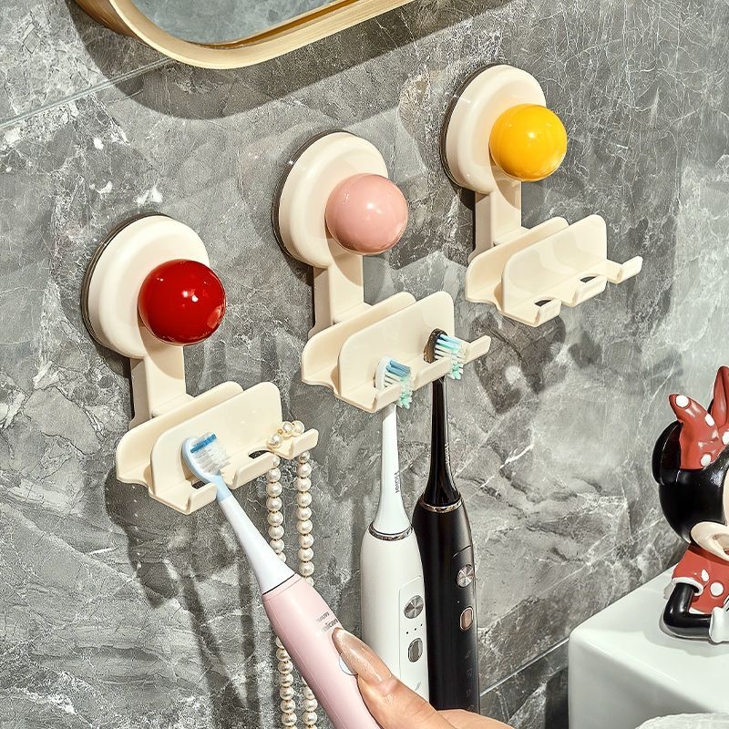 吸盘牙刷置物架卫生间壁挂2025新款镜柜儿童电动牙刷牙膏沥水挂架