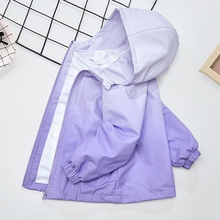 衣服儿童薄款 大童新款 紫色粉色 冲锋衣潮女童外套春秋款 2025春装