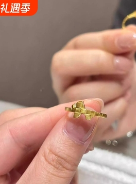 新中式金色小马驹编织开口戒指时尚个性轻奢生肖马精致指环可调节