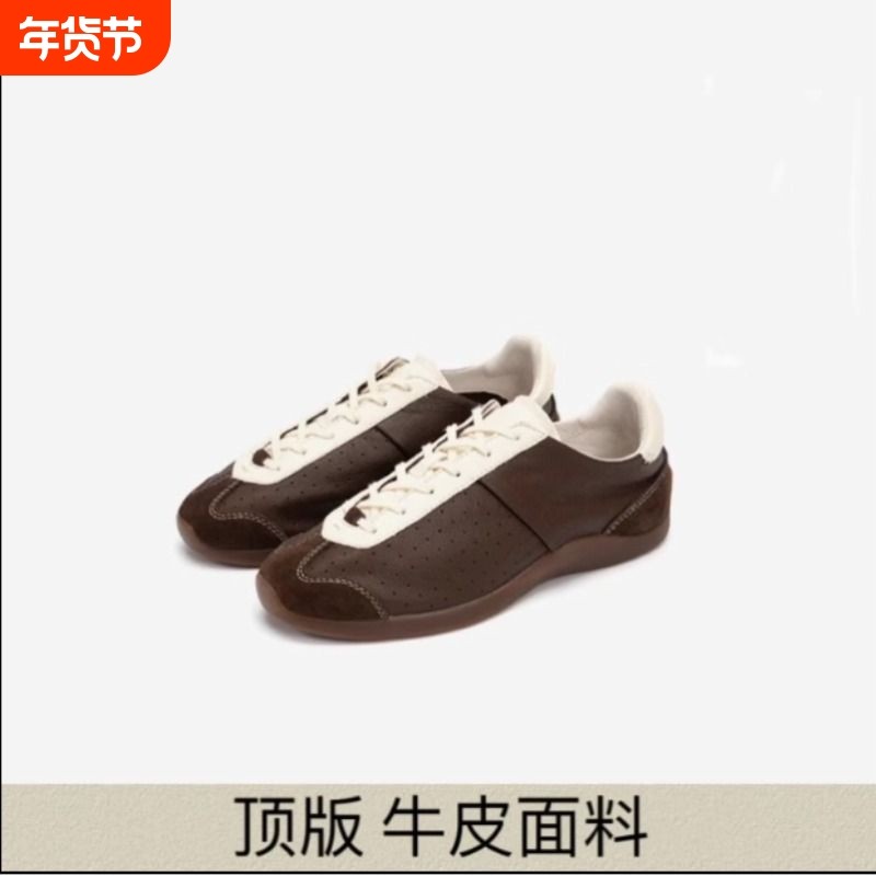 牛皮版~芭蕾德训鞋软底女鞋2024年新款小众休闲拼色复古运动鞋,女鞋,德训鞋,淘宝优惠券,粉丝福利购,淘宝优惠卷