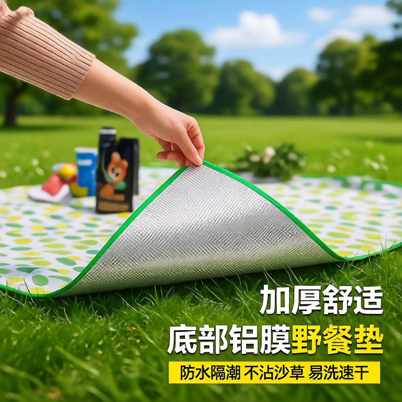 野餐垫户外防潮垫防水加厚便携徒步沙滩垫便携露营野炊草坪地垫子