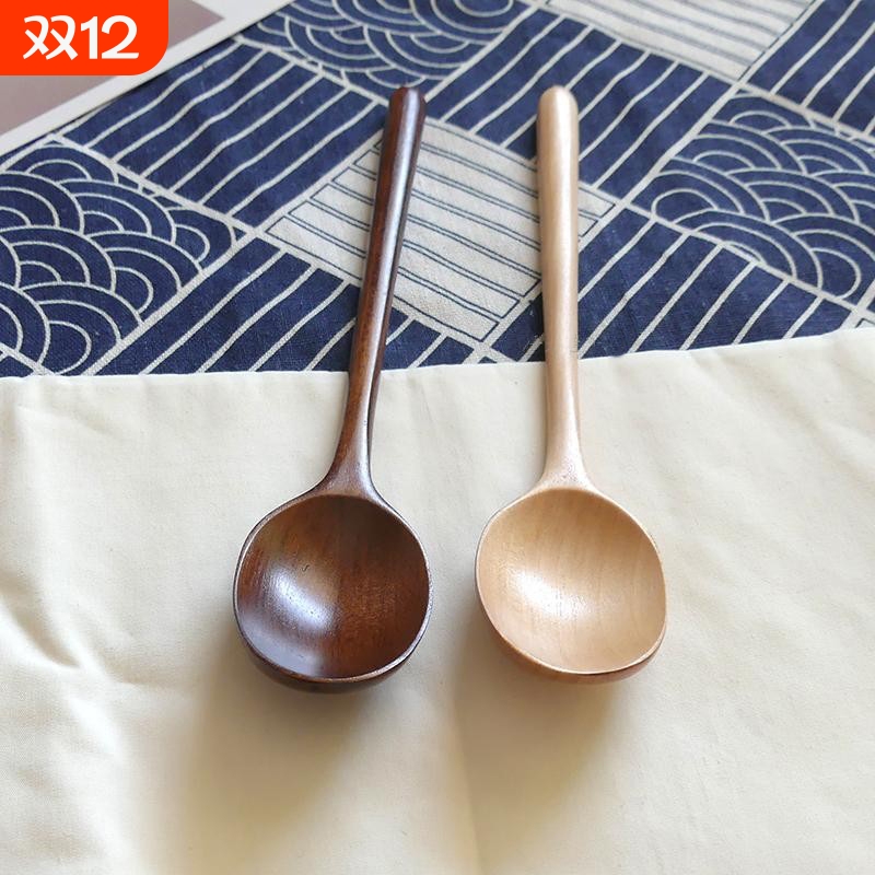 热销吃播同款勺子特大号木头吃饭勺网红汤勺木餐具长柄木勺家用勺