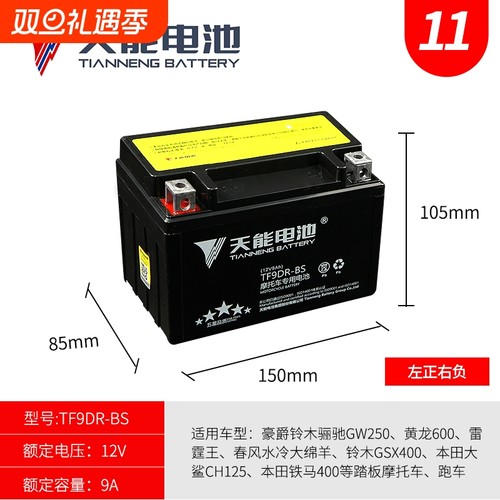 摩托车电瓶ytx9-bs600黄龙通用